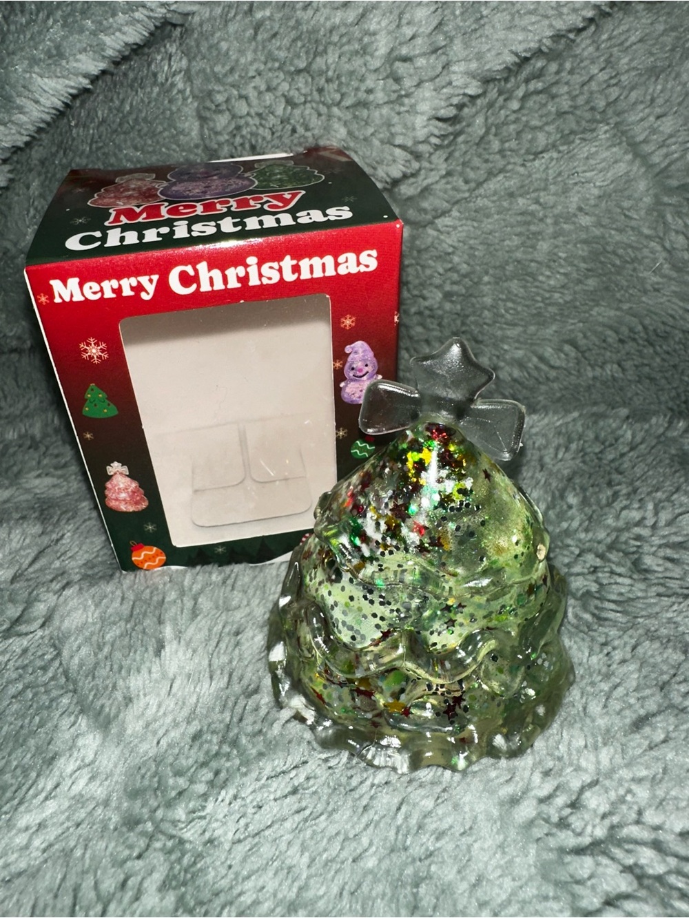 Squishy Tree toy - Green Glitter